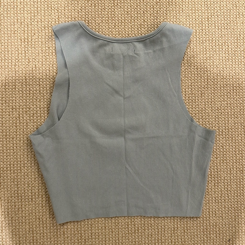 Blue Ribbed Knit Top - Picture 4 of 4